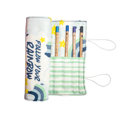Blue Rainbow Long Pencil Case